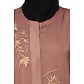 Front Open cuff sleeves  Embroidery Abaya - Rose Golden Front Open cuff sleeves  Embroidery Abaya - Rose Golden